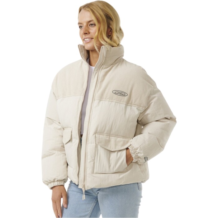 2024 Rip Curl Frauen High Tide Mixed Cord Puffer 02DWJA - Off White